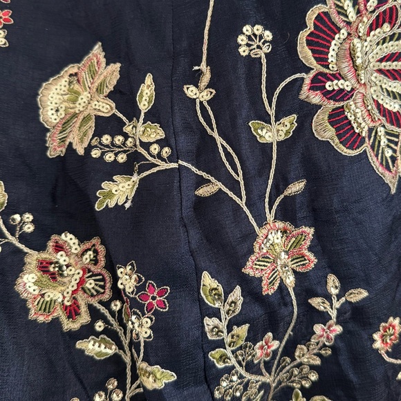 Navy Blue Embroidered Lehenga - custom long sleeves and padding - Picture 10 of 15